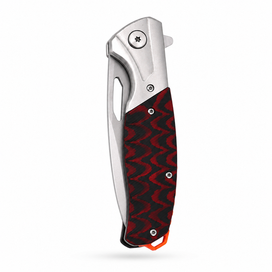 Sigma Ball Bearing Flipper Knife - Micarta Black & Red Handle