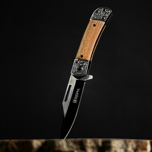 Sigma pocket knife with wooden handle. | Guild Arms
