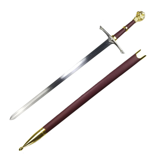 39" Gold Lion One-Hand Medieval Sword for Sale