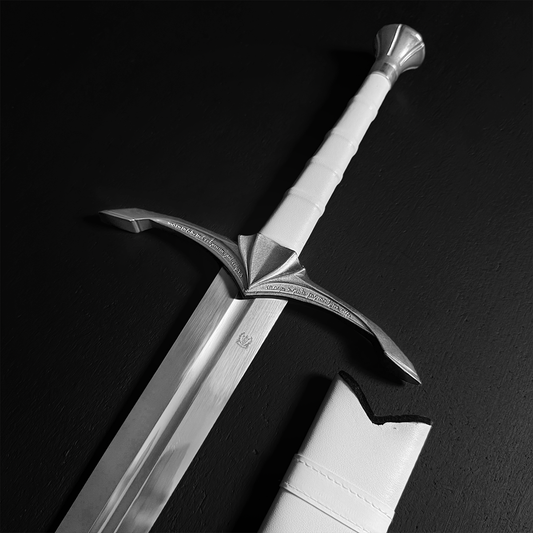 Medieval longsword next to white scabbard| Guild Arms