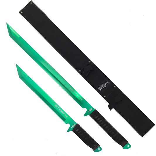 2 PCs Green Machete Set