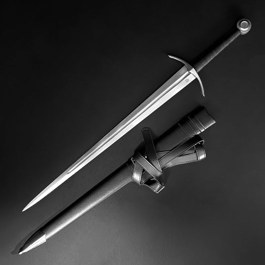 Knight's Collection hand-forged 1060 steel medieval bastard sword with scabbard | Guild Arms