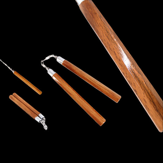 12 inch wooden nunchaku with metal chain martial arts practice gear