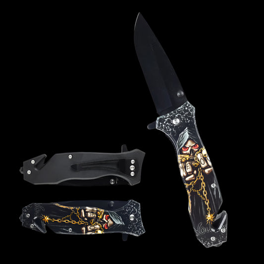Grim Reaper Spring Assisted Pocket Knife - 8" Grim Reaper EDC Knife