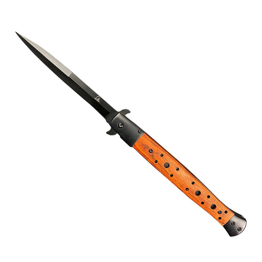 Stiletto Spring Assisted Pocket Knife - Wood Handle