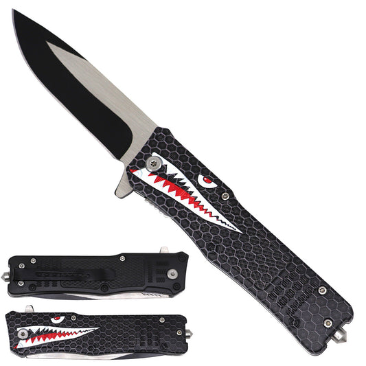 Shark Handle Spring Assisted Pocket Knife folding pocket knife product photo