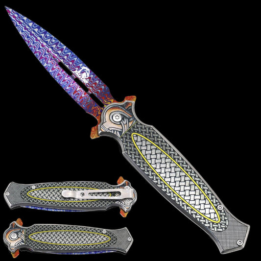 Wholesale Falcon Spring Pocket Knife – Patterned Blade for Retailers