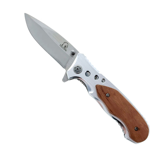 Falcon 8" EDC Knife Wood Handle Spring Assisted Pocket Knife