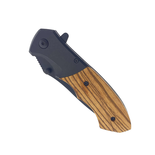 Spring Assisted Pocket Knife - Wood Handle Knife