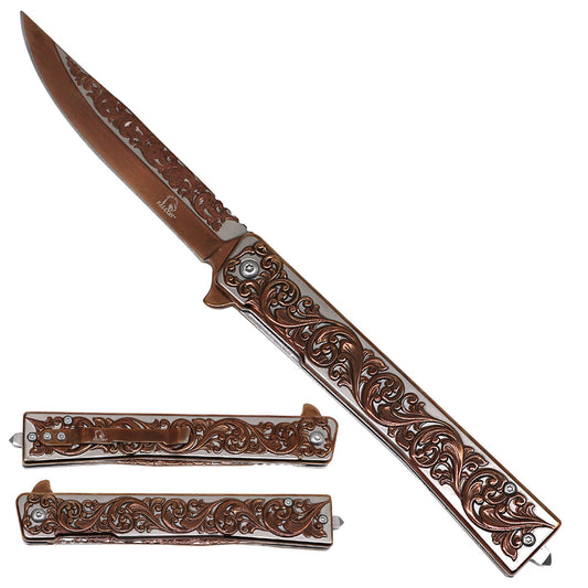 Ornate Guild Arms folding knife with filigree handle | Guild Arms