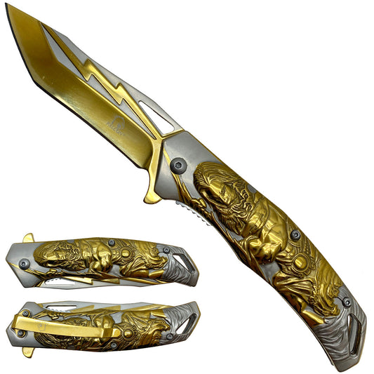 Zeus Gold Spring Assisted Pocket Knife folding pocket knife product photo