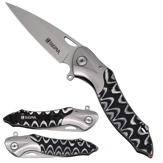 Sigma Green/Black Curved Ball Bearing Pocket Knife – Inlaid Micarta