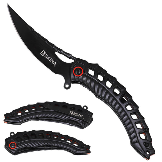 Sigma Sculpted-Handle Ball-Bearing Flipper Knife – Black
