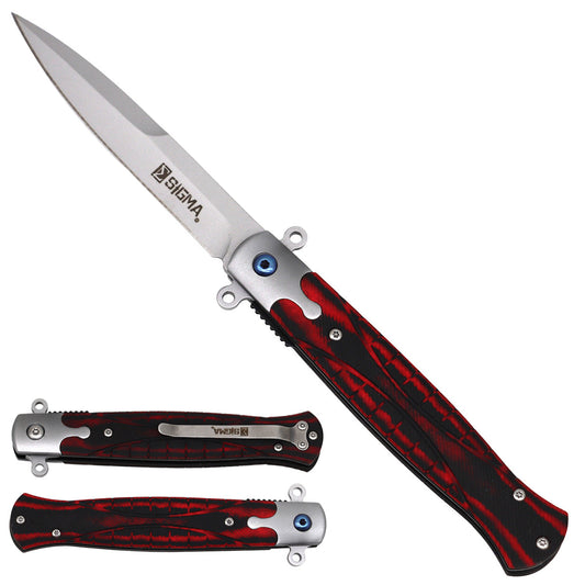 Sigma folding pocket knife with red wood handle. | Guild Arms