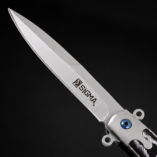 Sigma Ball Bearing Flipper Knife – Black and White Micarta Handle folding pocket knife product photo