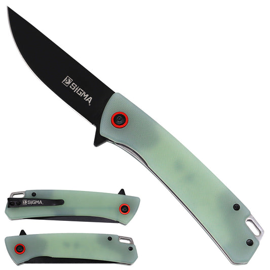 Sigma Green Carbon Fiber Ball Bearing Flipper Knife folding pocket knife product photo