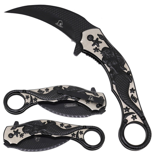 Falcon Mermaid Spring Assisted Karambit Knife