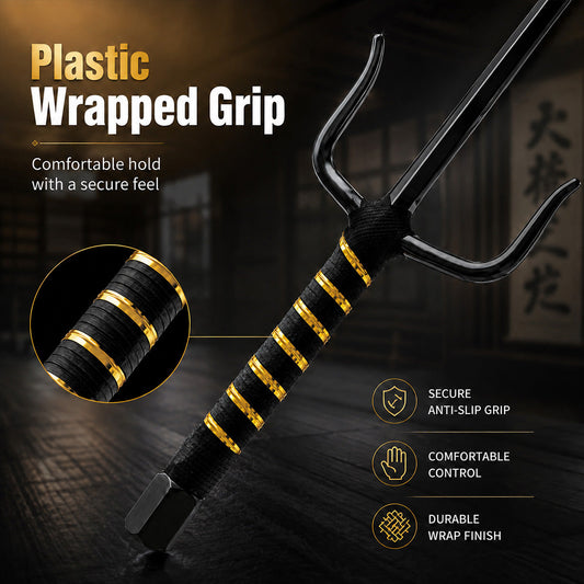 21" Black Sai with black/gold plastic wrapped handle.