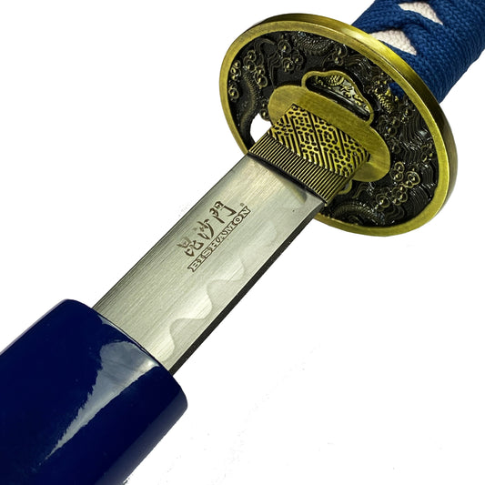 42 1/2" Samurai sword blue dragon scabbard w/stand