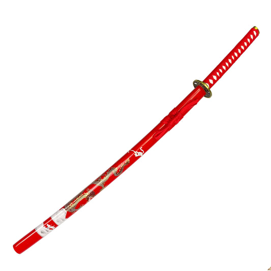 42 1/2" Samurai sword red dragon scabbard w/stand
