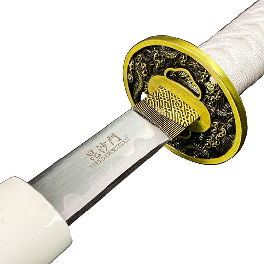 42 1/2" Samurai sword white dragon scabbard w/stand