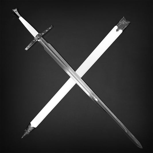 Crossed medieval sword and matching scabbard