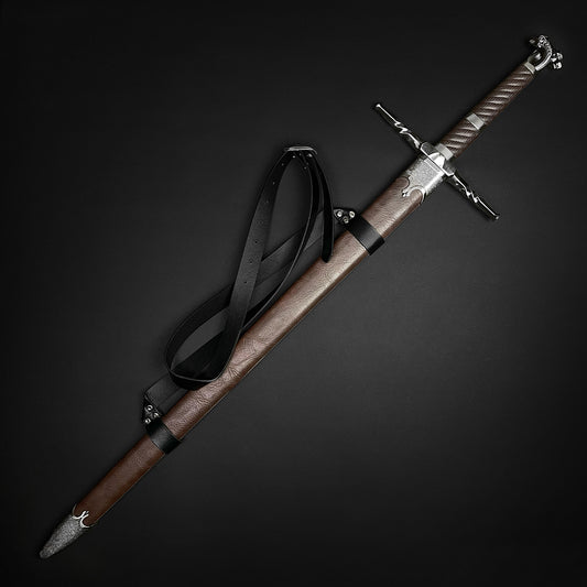 Fantasy sword with leather shoulder strap