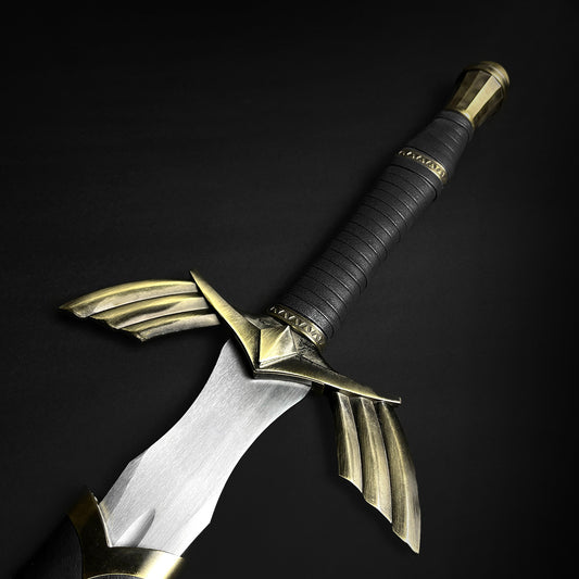 Sword with wing-shaped brass crossguard