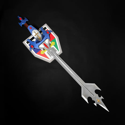 Blazing Sword - 47" Metal Fantasy Sword w/ Plaque featuring intricate design and vibrant colors