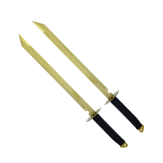 26" Twin Tactical Machete Set Gold
