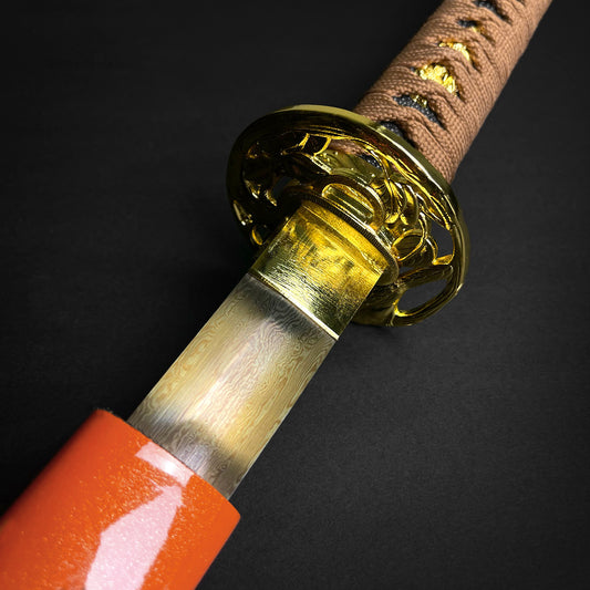 Musha Gold Warrior Damascus Katana for Sale - Swords for Sale Online
