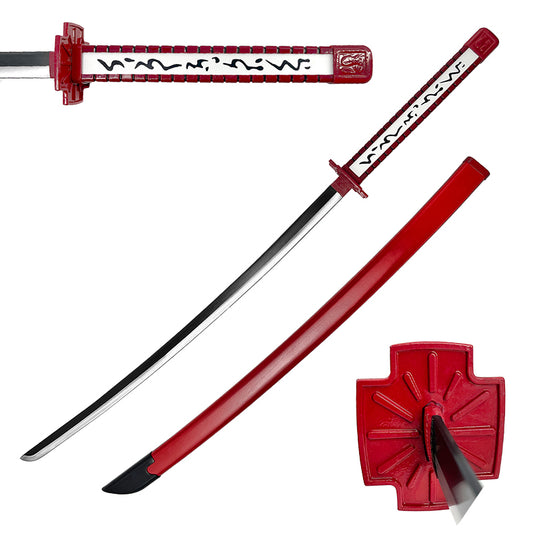 Guild Arms Anime Fantasy Samurai Sword with a sleek red handle and sharp curved blade