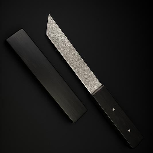 Asuka Suterusu Modern Tanto Knife with intricate blade design and sleek handle for precision cutting