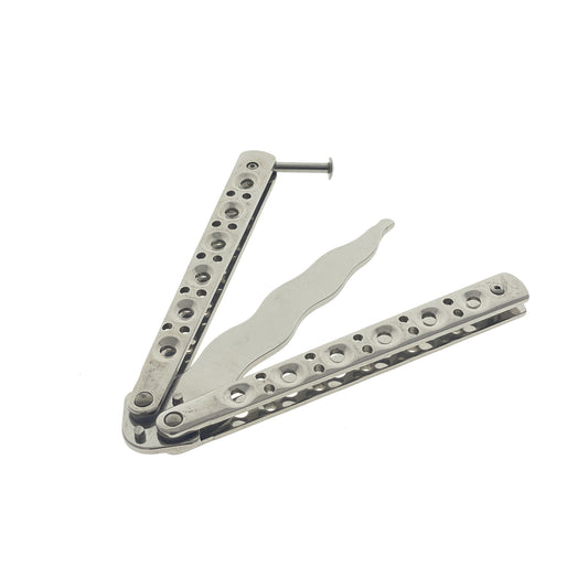 Guild Arms Ballisong Knife Trainer - Chrome Butterfly Knife Practice for Safe Flipping Skills