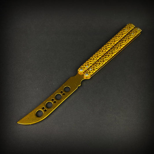 Big Boy's Gold Butterfly Trainer with textured handles for safe flipping practice