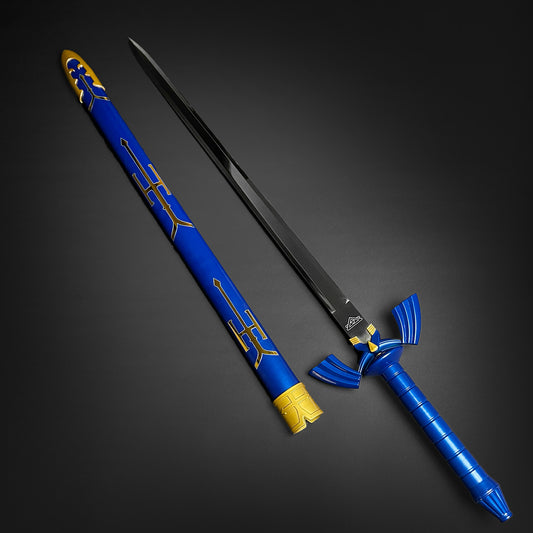 Guild Arms Blue Fantasy Sword with Intricate Design and Black Blade for Collectors and Cosplay