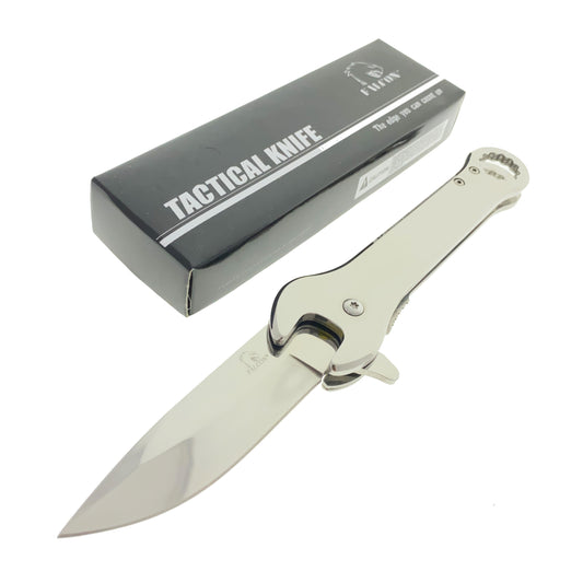 Falcon spring assisted tactical pocket knife open with box and chrome finish Chrome multi-tool wrench pocket knife for EDC.
