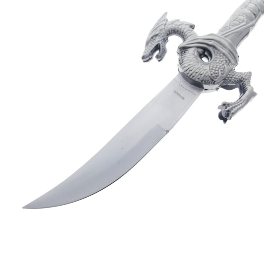 Fantasy Edge Dagger with Dragon Handle and Curved Blade for Collectors and LARP enthusiasts