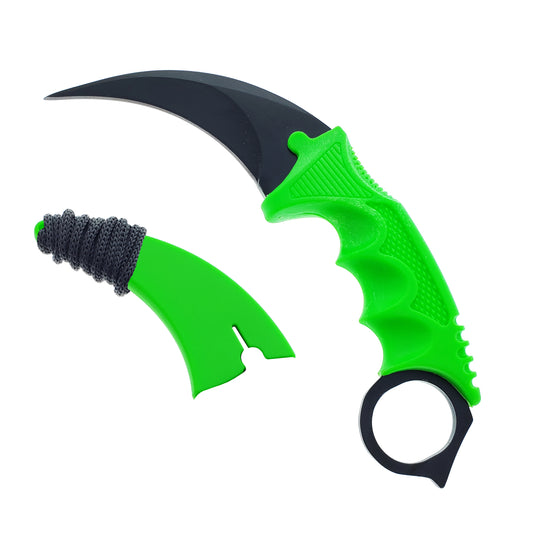 Falcon Black & Green Handle Karambit Knife with Ergonomic Grip and Sheath