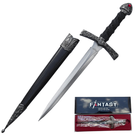 Fleur De Lis Medieval Dagger with ornate hilt and scabbard, perfect for collectors and cosplay enthusiasts