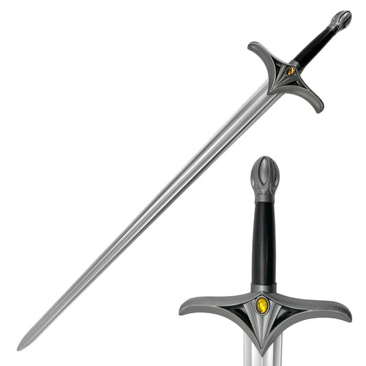 Guild Arms Fantasy Foam Power Medieval Sword with a sleek silver blade and intricate hilt design