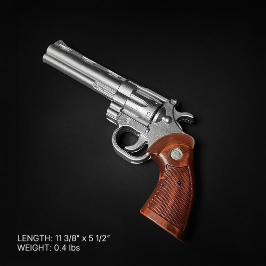 Guild Arms anime foam gun with brown grip and silver barrel foam revolver prop for cosplay