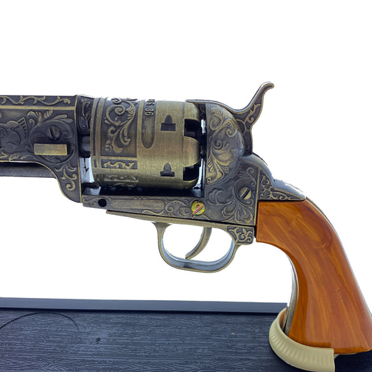 13 1/2" Decorative Antique Revolver Gun w/ Display Stand