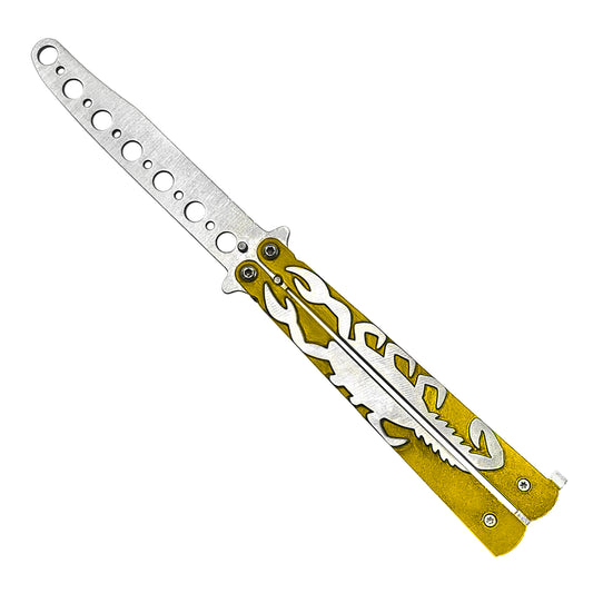 Gold Scorpion Butterfly Training Knife by Guild Arms with durable design for practicing tricks