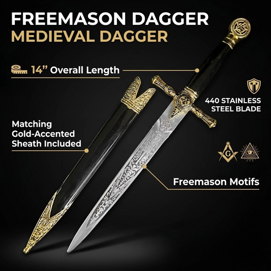 15 3/4" Freemason Dagger with Scabbard