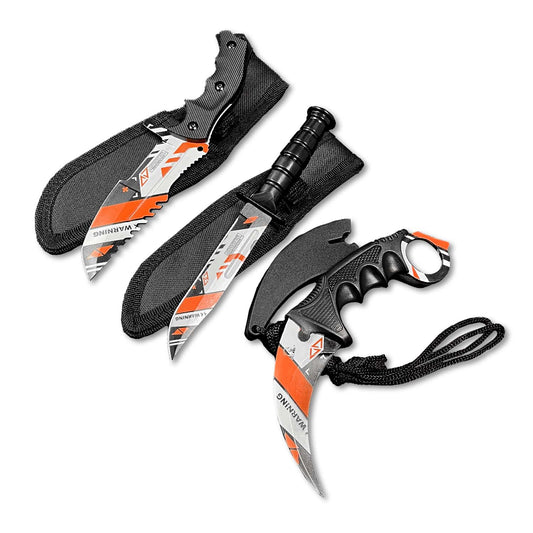 Falcon karambit and hunting knives Set featuring durable blades and protective sheaths
