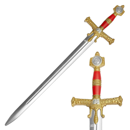 King Solomon Star Red Foam Medieval Sword by Guild Arms with a detailed gold and red design