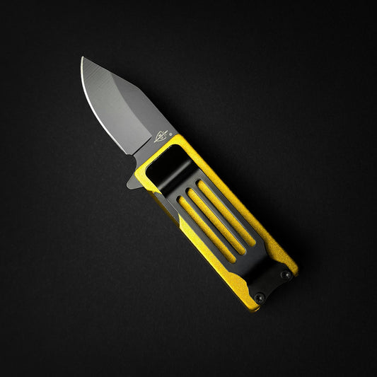Guild Arms lighter knife with yellow handle and black clip knife lighter case 4.5 inch