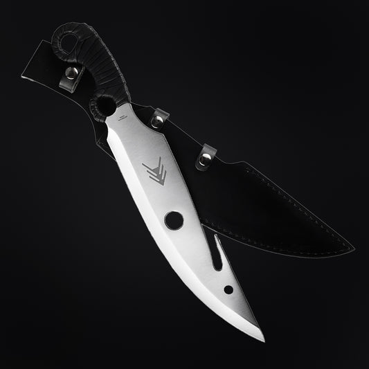 Guild Arms Large Hunting Knife with durable blade and leather sheath for outdoor use