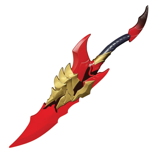 Leveling Anime Wrath Fantasy Foam Dagger in striking red and gold with detailed design for cosplay enthusiasts